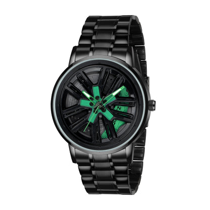 MotionX Spinning Car Wheel Dial Chain Strap Analog Watch for Men