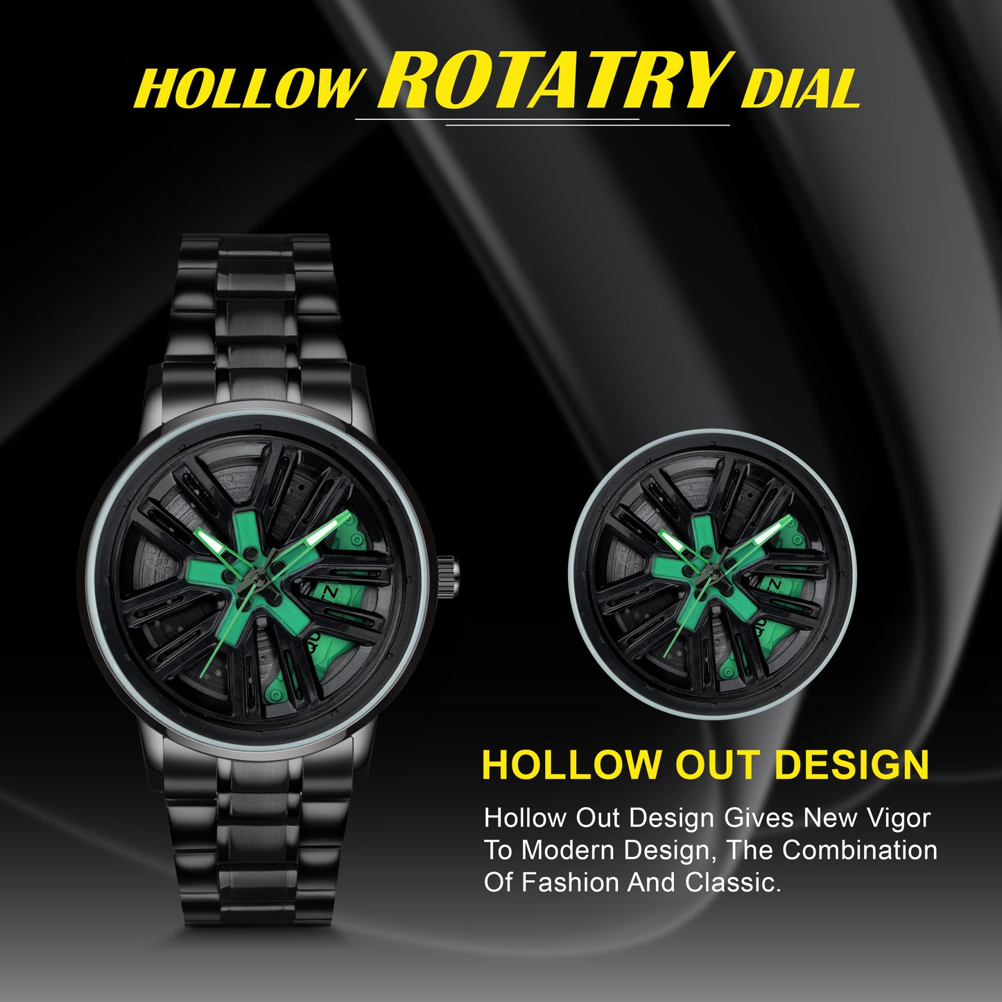 MotionX Spinning Car Wheel Dial Chain Strap Analog Watch for Men