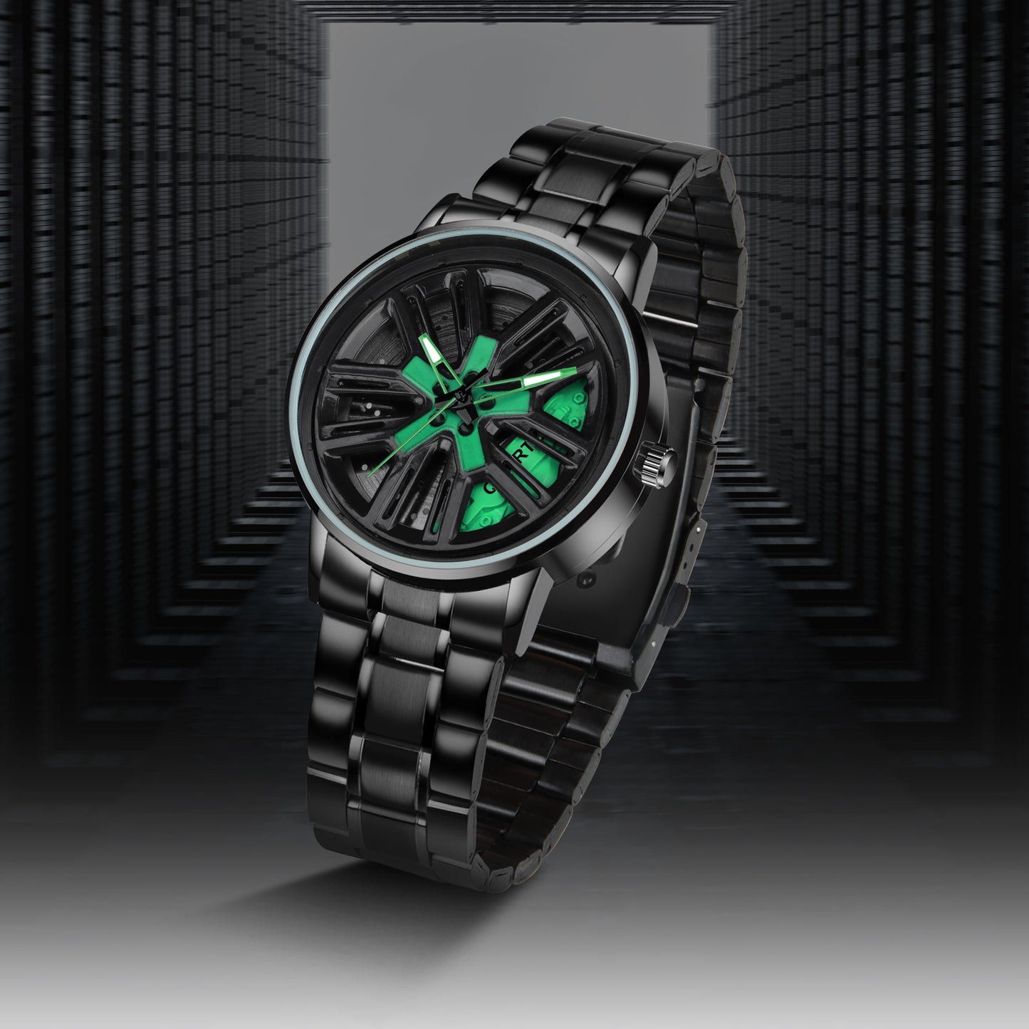 MotionX Spinning Car Wheel Dial Chain Strap Analog Watch for Men