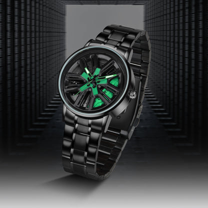 MotionX Spinning Car Wheel Dial Chain Strap Analog Watch for Men