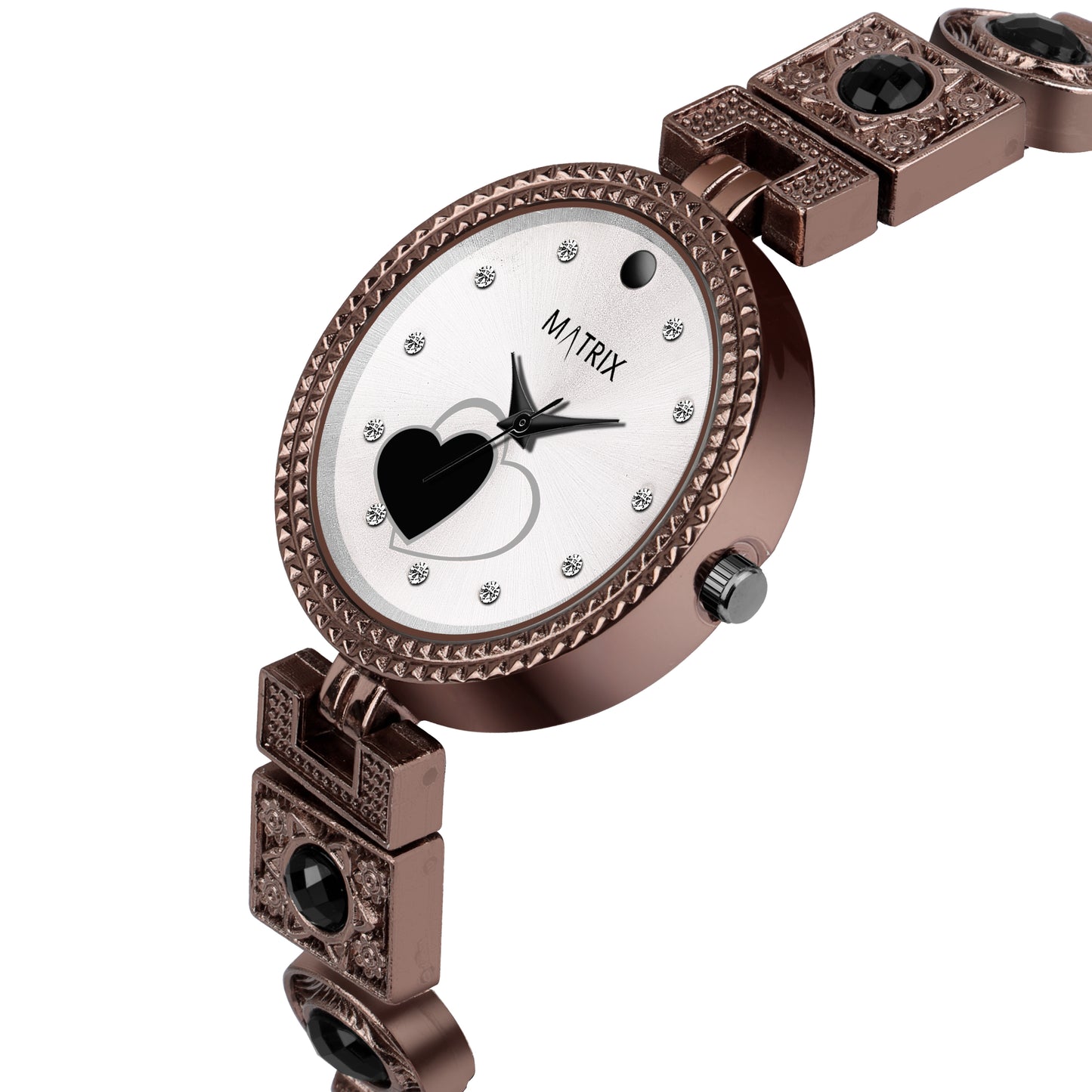 Matrix NEBULA Antique Design, Stone Stud Bracelet Analog Watch for Women