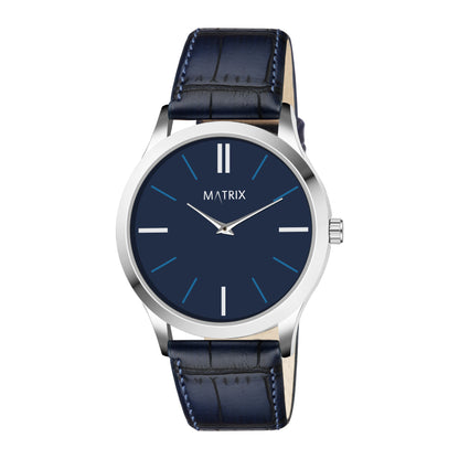 Signature Leather Strap Analog Watch for Men