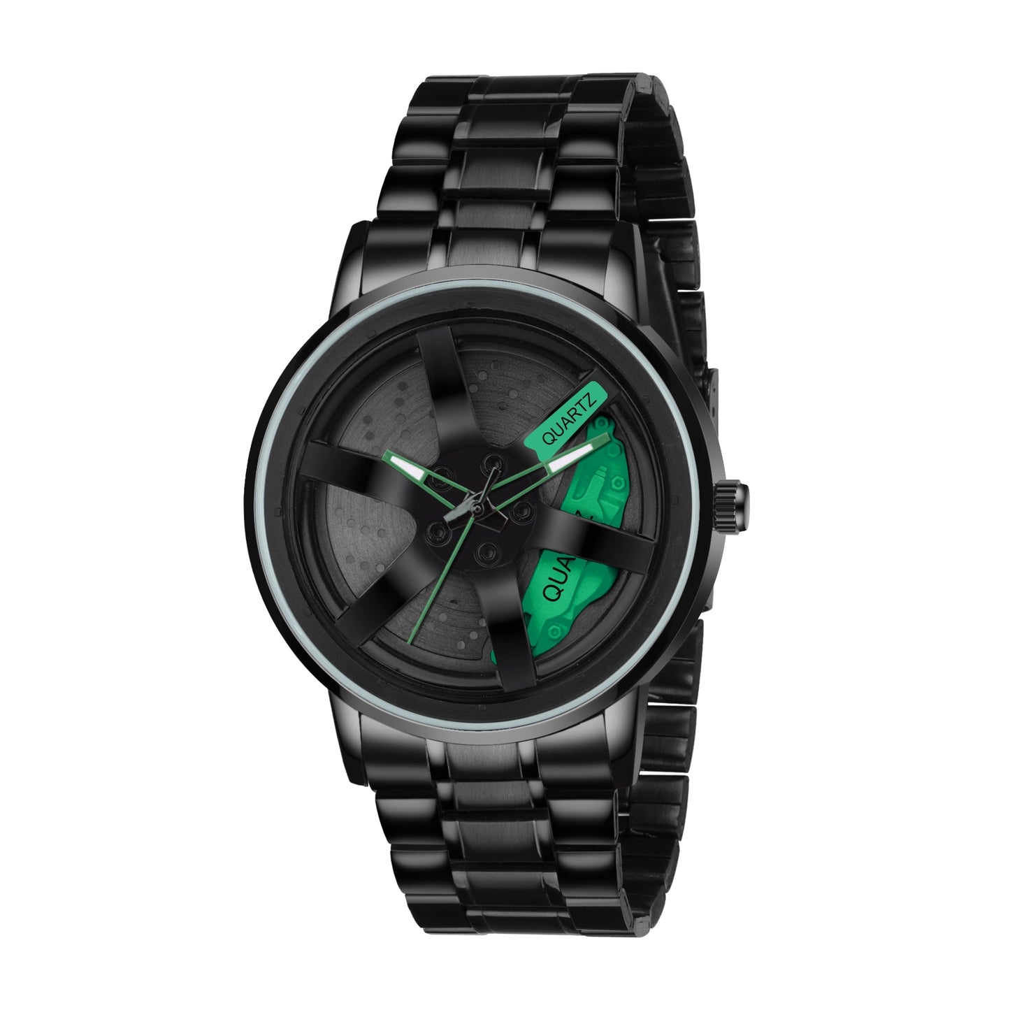 MotionX Spinning Car Wheel Dial Chain Strap Analog Watch for Men