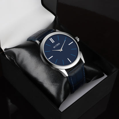 Signature Leather Strap Analog Watch for Men