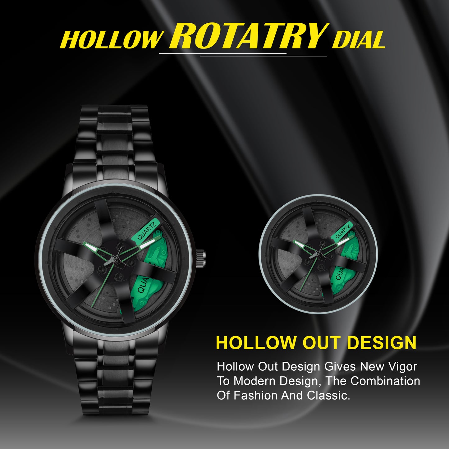 MotionX Spinning Car Wheel Dial Chain Strap Analog Watch for Men