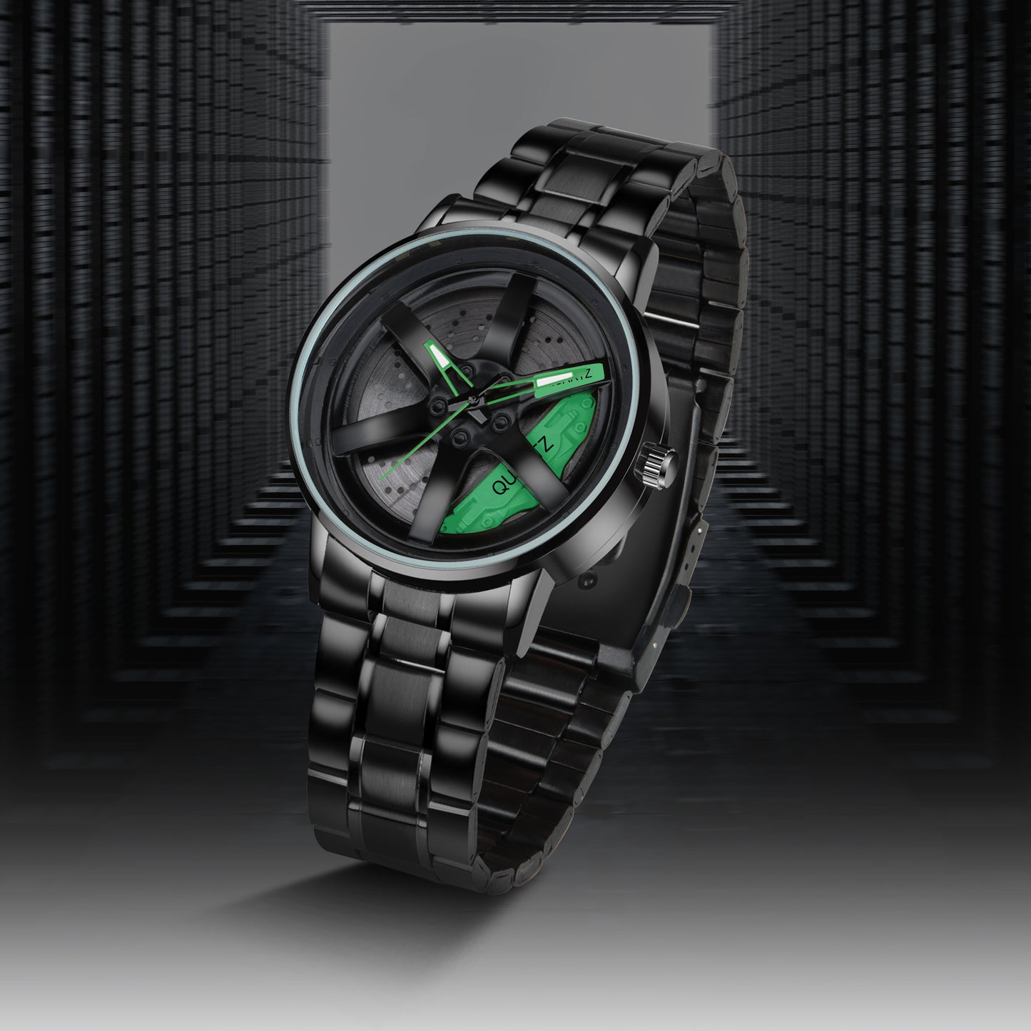 MotionX Spinning Car Wheel Dial Chain Strap Analog Watch for Men