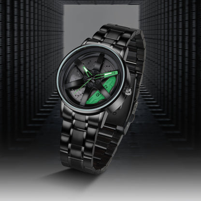 MotionX Spinning Car Wheel Dial Chain Strap Analog Watch for Men