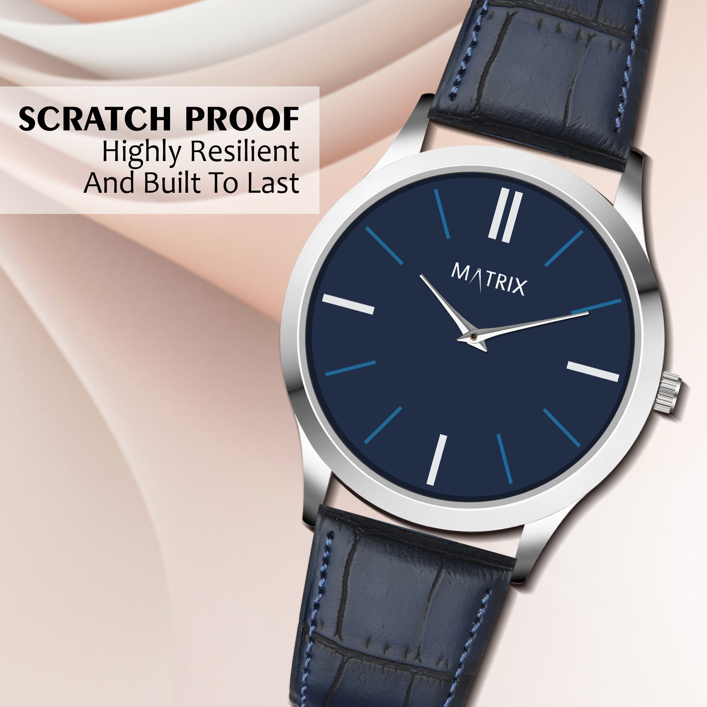 Signature Leather Strap Analog Watch for Men