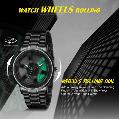 MotionX Spinning Car Wheel Dial Chain Strap Analog Watch for Men