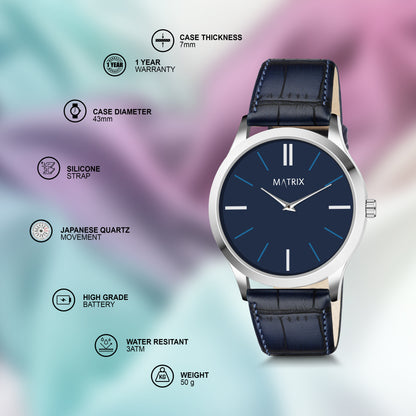 Signature Leather Strap Analog Watch for Men