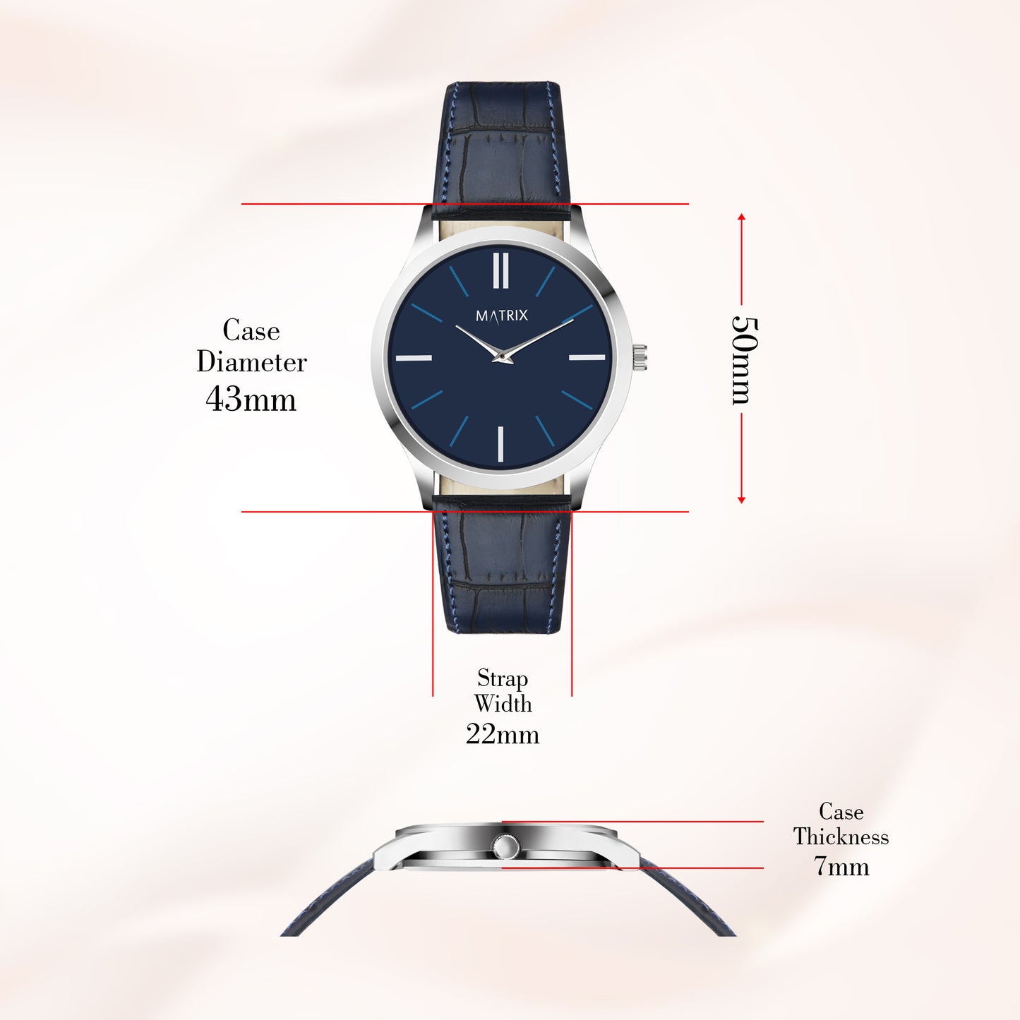 Signature Leather Strap Analog Watch for Men