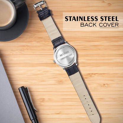 Signature Leather Strap Analog Watch for Men