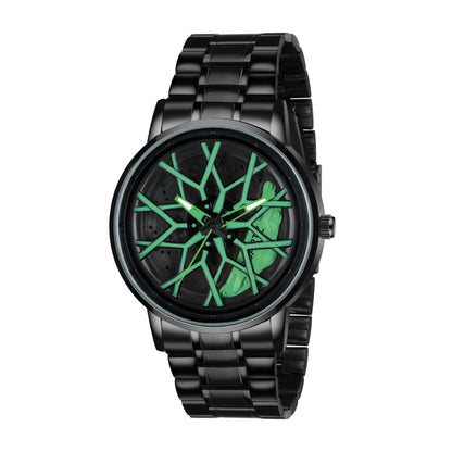 MotionX Spinning Car Wheel Dial Chain Strap Analog Watch for Men