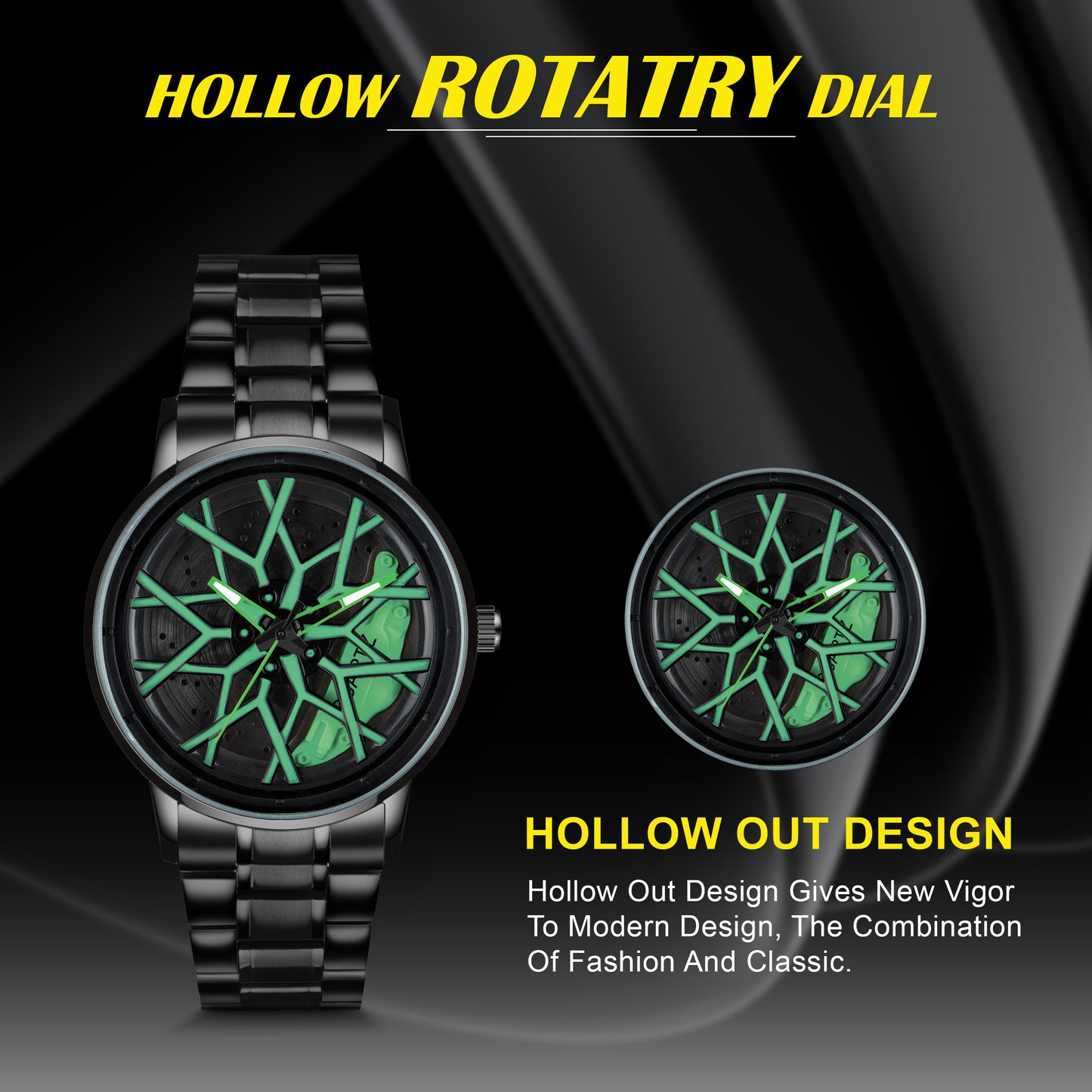 MotionX Spinning Car Wheel Dial Chain Strap Analog Watch for Men