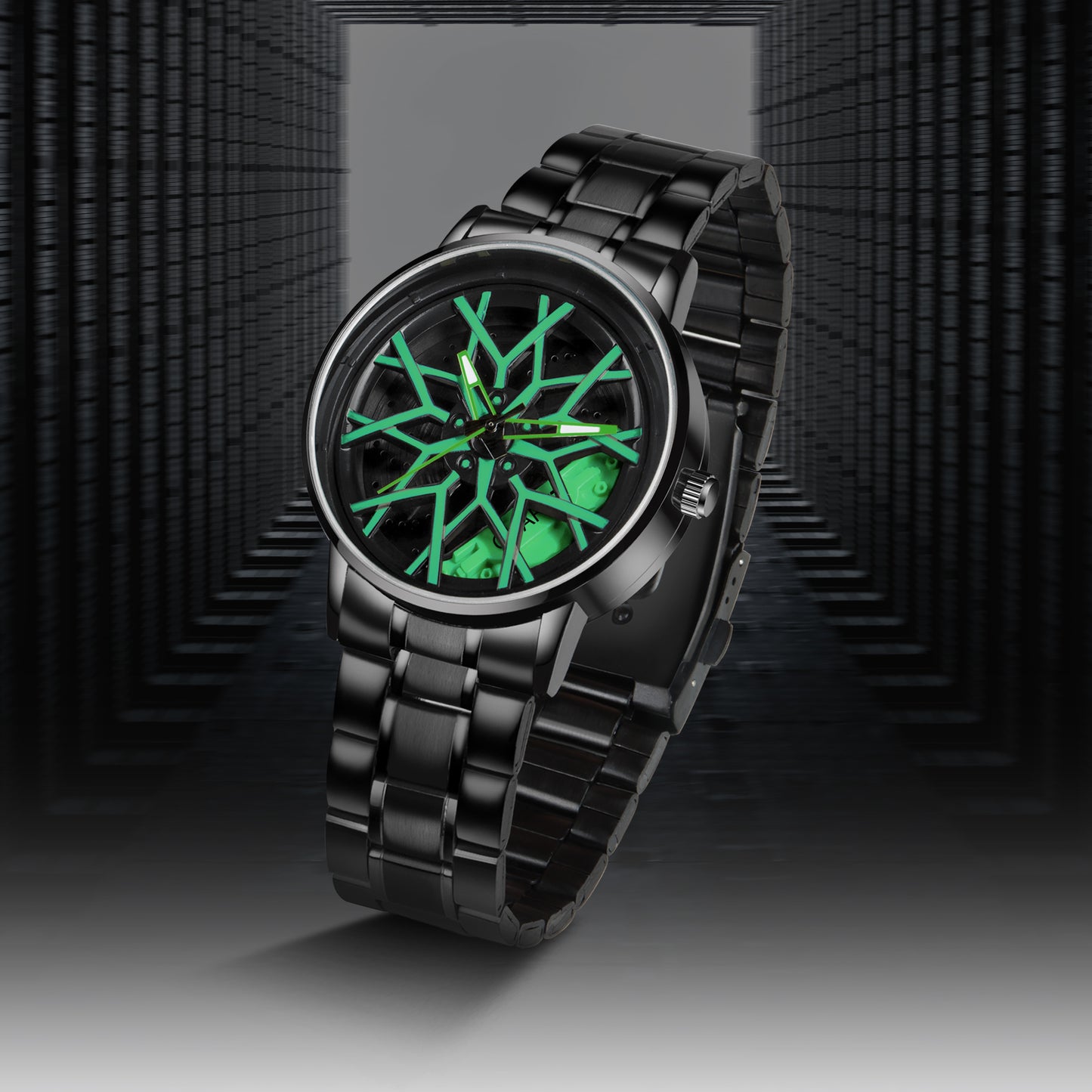 MotionX Spinning Car Wheel Dial Chain Strap Analog Watch for Men