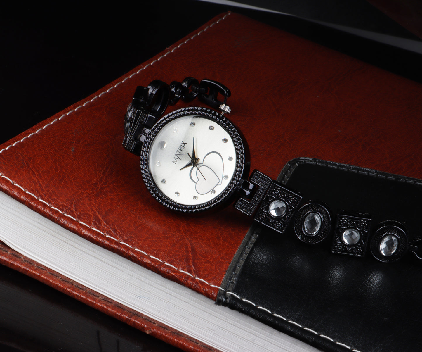 Matrix NEBULA Antique Design, Stone Stud Bracelet Analog Watch for Women