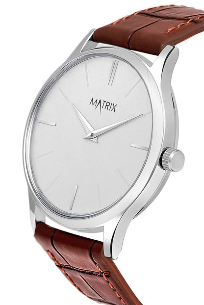 Signature Leather Strap Analog Watch for Men