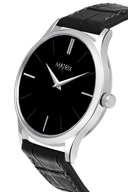 Signature Leather Strap Analog Watch for Men