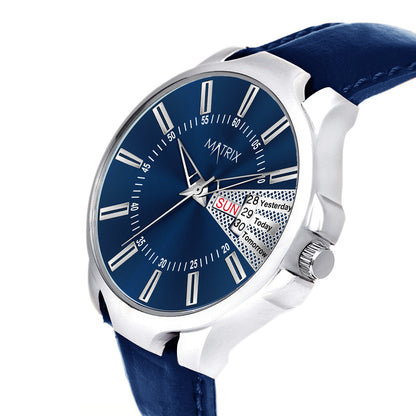 Matrix Leather Antique 3.0 Collection Day & Date Wrist Analog Watch For Men & Boys