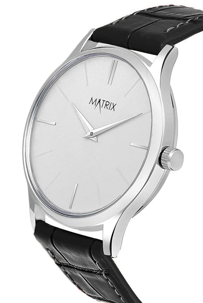 Signature Leather Strap Analog Watch for Men