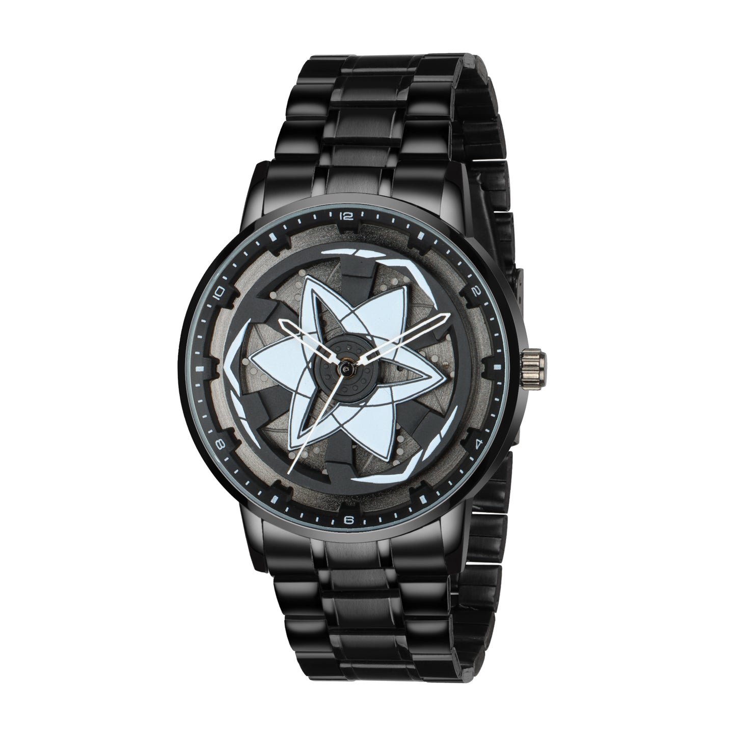 MotionX Spinning Car Wheel Dial Chain Strap Analog Watch for Men