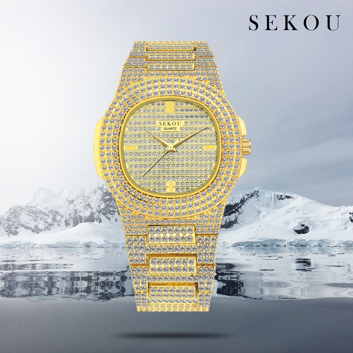 Matrix Modern Stone Studded Dial & Stainless Steel Chain Analog Watch For Men