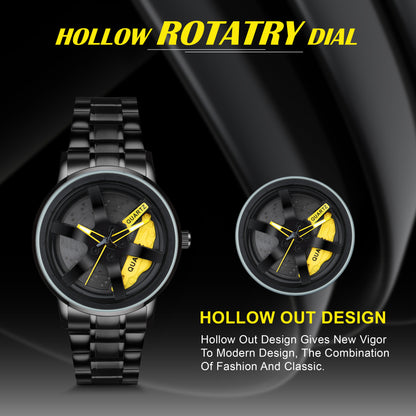 MotionX Spinning Car Wheel Dial Chain Strap Analog Watch for Men