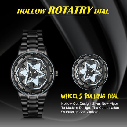 MotionX Spinning Car Wheel Dial Chain Strap Analog Watch for Men