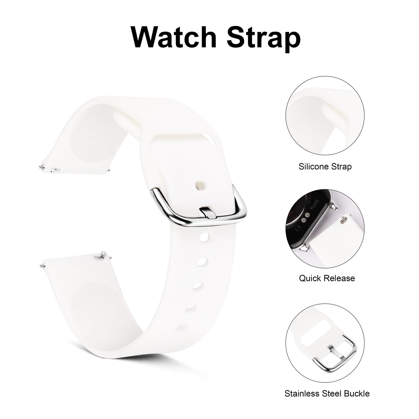 Matrix Accessorize 22MM Silicone Loop Strap (Colour : White)