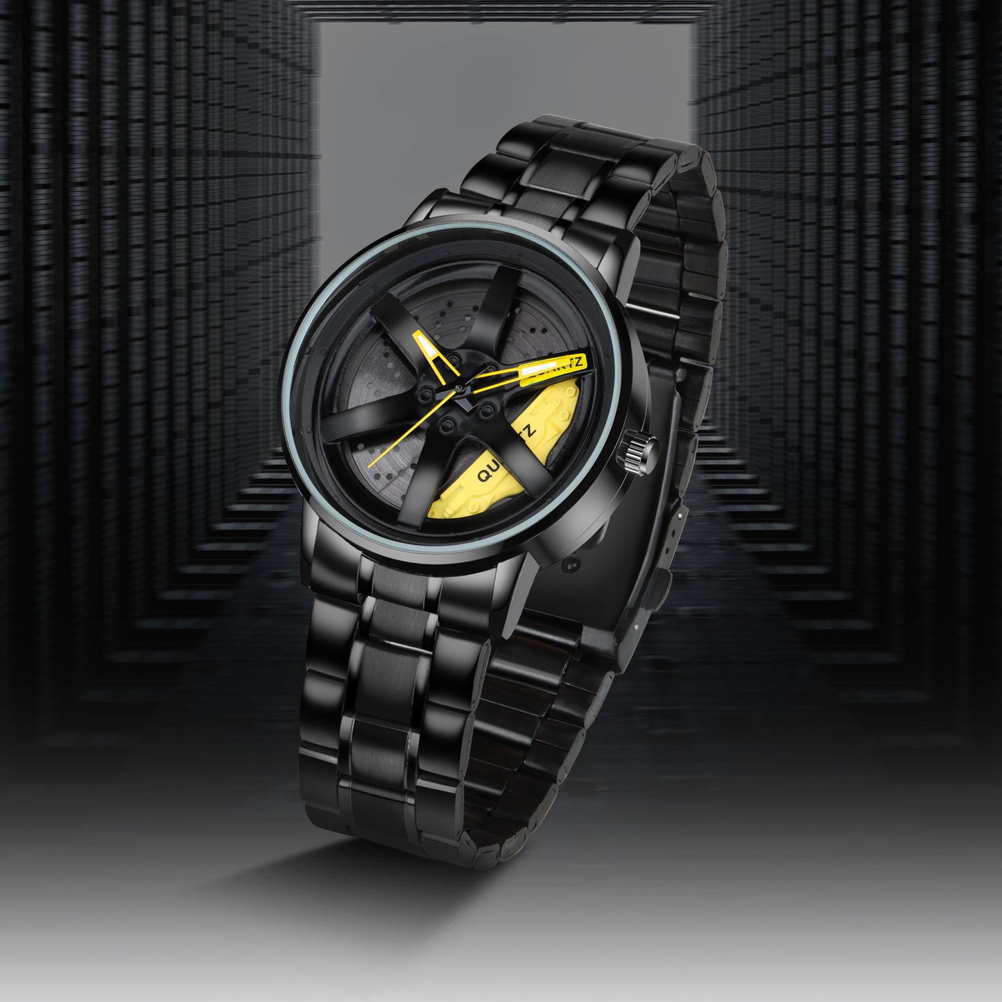 MotionX Spinning Car Wheel Dial Chain Strap Analog Watch for Men