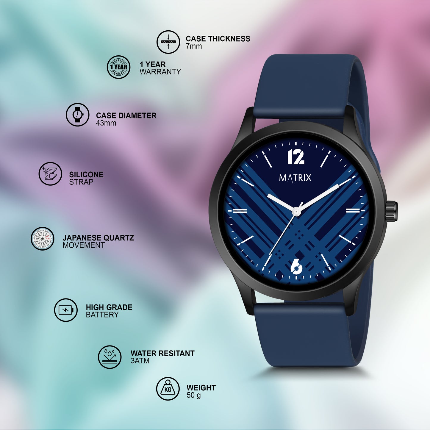 Matrix Classic Dial Silicone Strap Analog Watch for Men