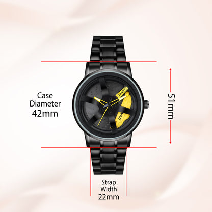 MotionX Spinning Car Wheel Dial Chain Strap Analog Watch for Men