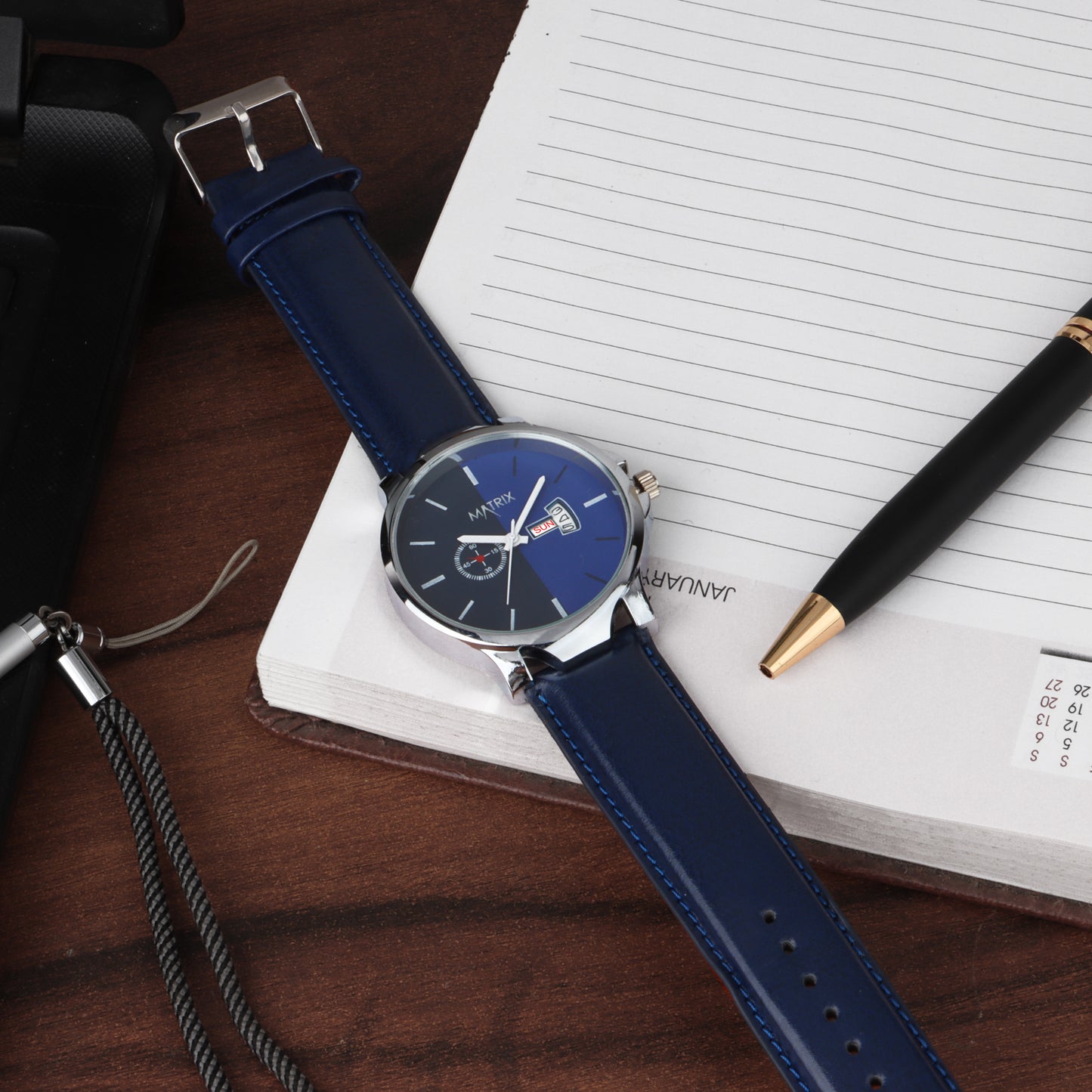 Matrix Classic Black Dial Leather Strap Analog Watch for Men