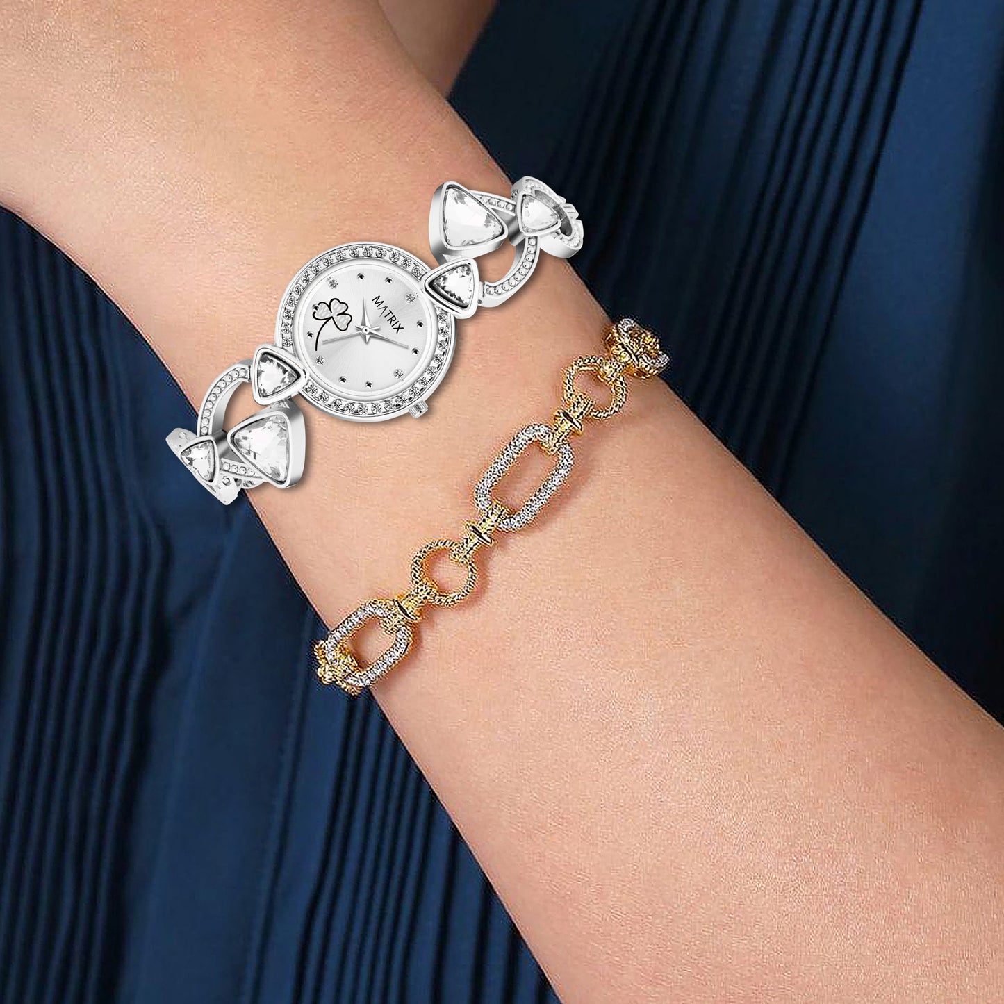 Matrix DAISY Stone Studded Bracelet Analog Watch for Women