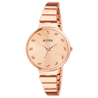 Matrix Daisy Stone Studded Dial With Bracelet Chain Analog Watch for Women
