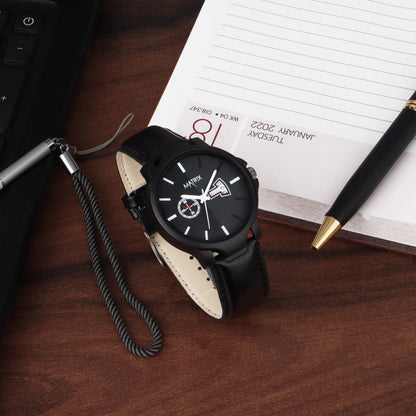 Matrix Classic Black Dial Leather Strap Analog Watch for Men