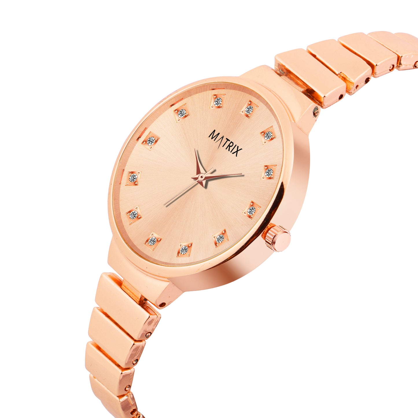 Matrix Daisy Stone Studded Dial With Bracelet Chain Analog Watch for Women