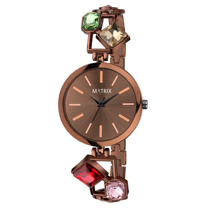 Matrix DAISY Stone Studded Bracelet Analog Watch for Women