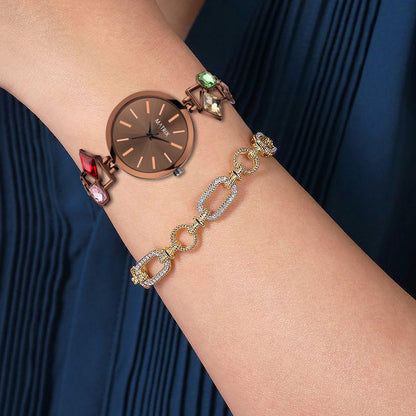 Matrix DAISY Stone Studded Bracelet Analog Watch for Women