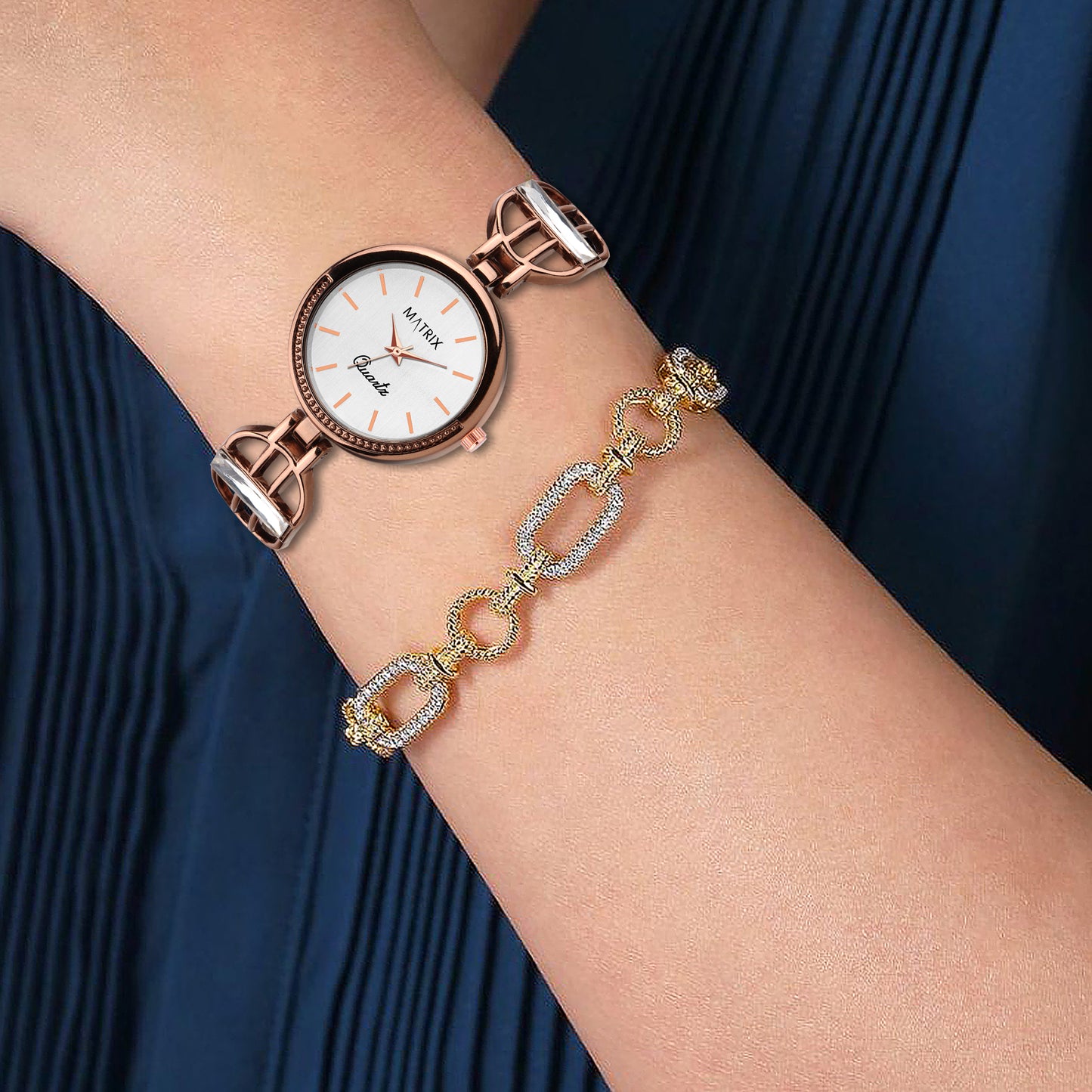 Matrix DAISY Stone Studded Bracelet Analog Watch for Women