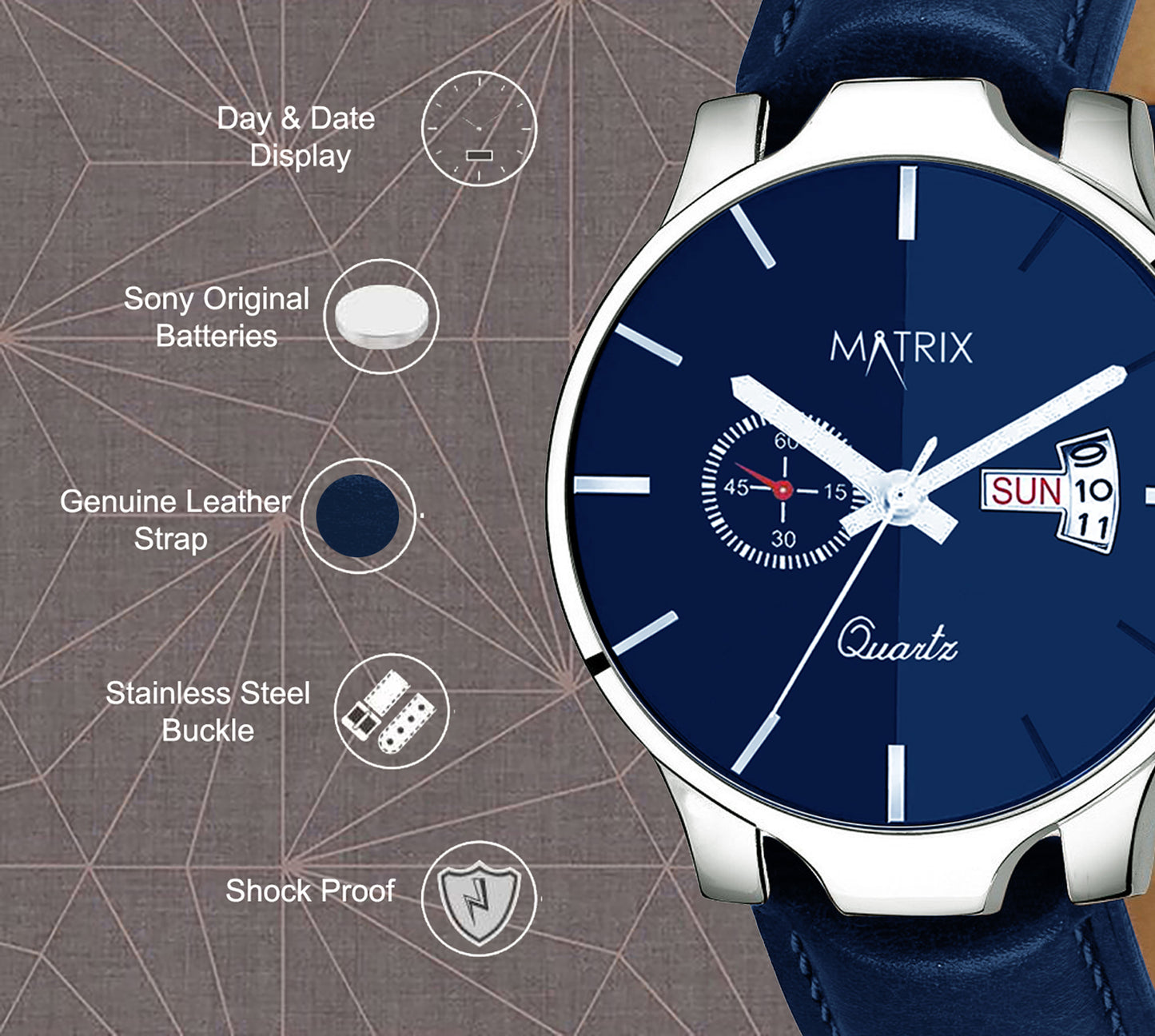 Matrix Classic Black Dial Leather Strap Analog Watch for Men