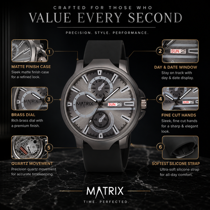 Matrix SUPERIOR 2.0 Day & Date Silicone Strap Analog Watch For Men & Boys