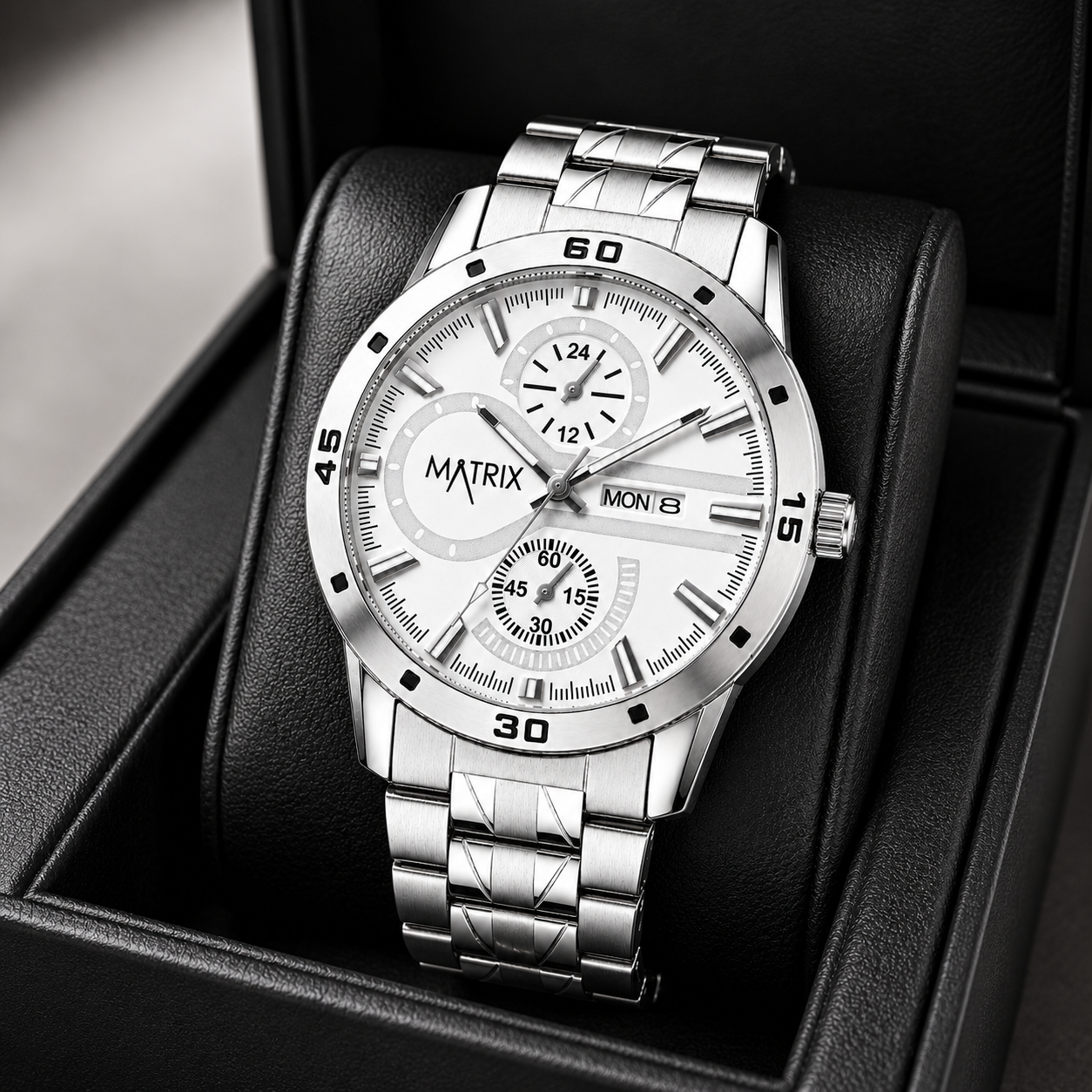 Matrix Superior Day & Date With Stainless Steel Strap Analog Watch For Men