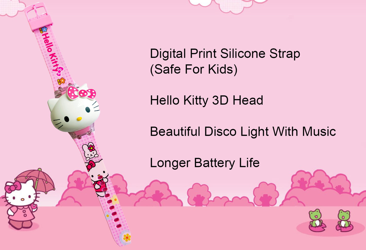 Matrix Hello Kitty Disco Light with Music Digital Watch for Kids