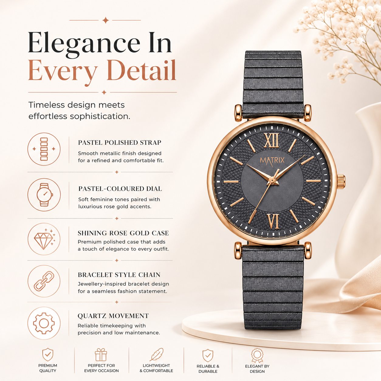 Matrix Bloom Collection Women's Analog Wrist Watch