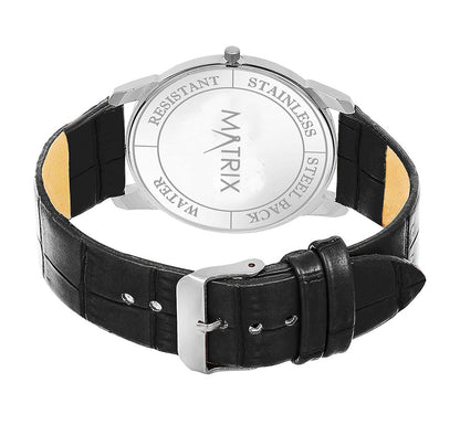 Signature Leather Strap Analog Watch for Men