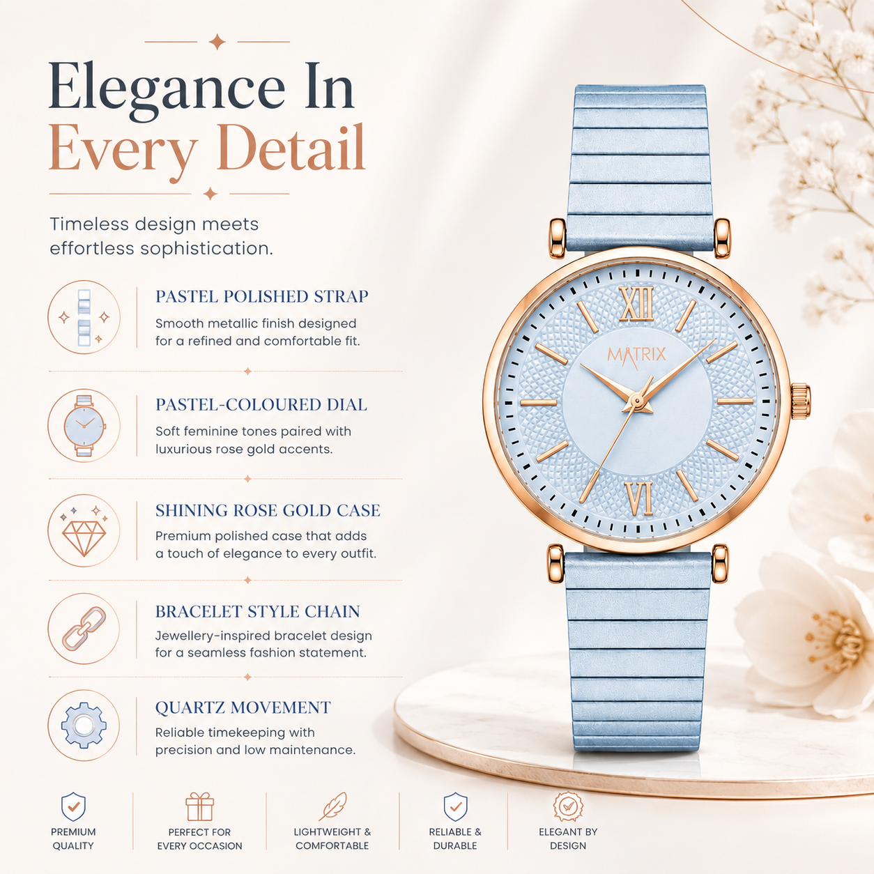 Matrix Bloom Collection Women's Analog Wrist Watch