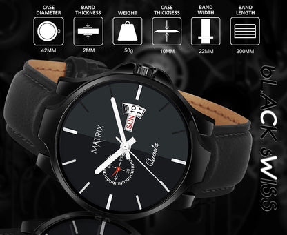 Matrix Classic Black Dial Leather Strap Analog Watch for Men