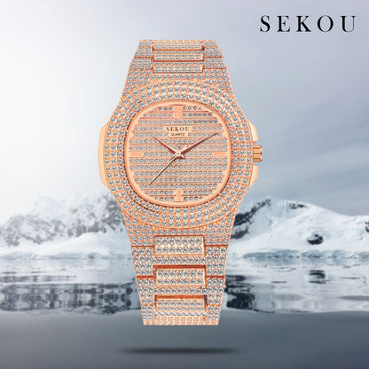 Matrix Modern Stone Studded Dial & Stainless Steel Chain Analog Watch For Men