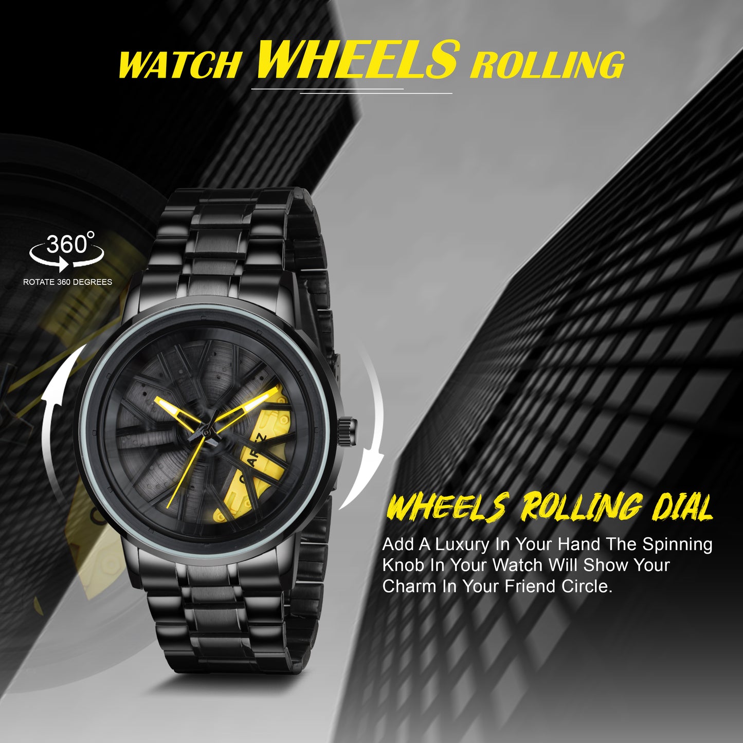 MotionX Rotating Roulette Dial Stainless Steel Strap Analog Watch for Men